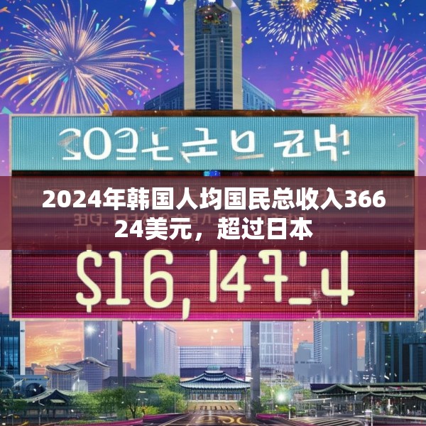 2024年韩国人均国民总收入36624美元，超过日本