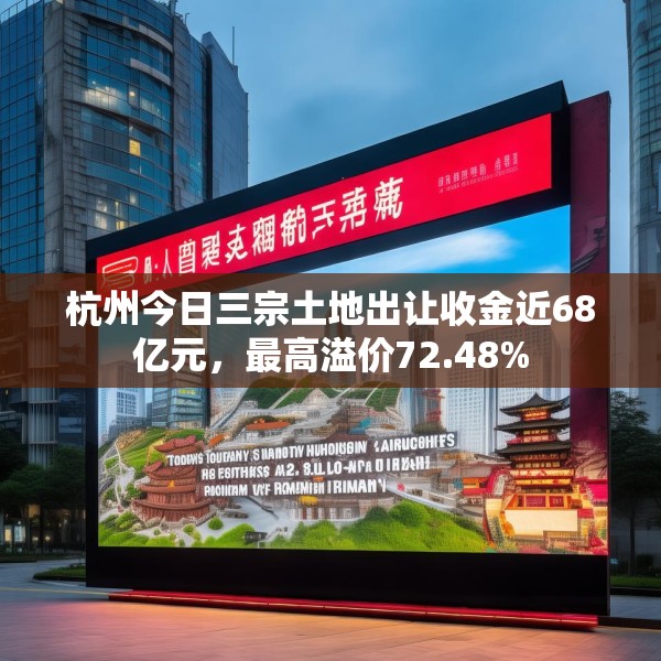 杭州今日三宗土地出让收金近68亿元，最高溢价72.48%