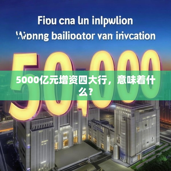5000亿元增资四大行，意味着什么？