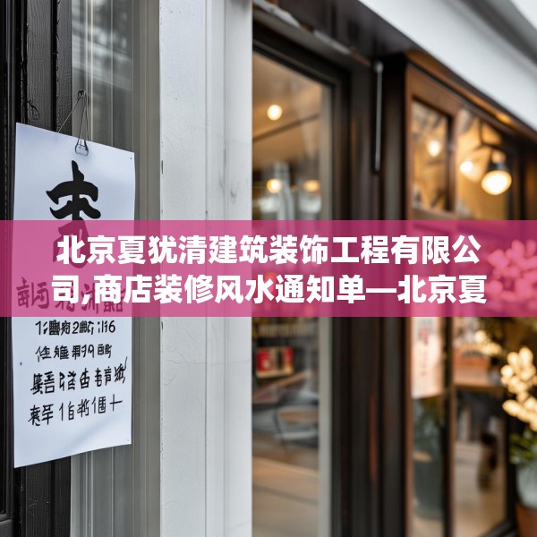 北京夏犹清建筑装饰工程有限公司,商店装修风水通知单—北京夏犹清建筑装饰工程有限公司239.a115b116c119fgy.126fds