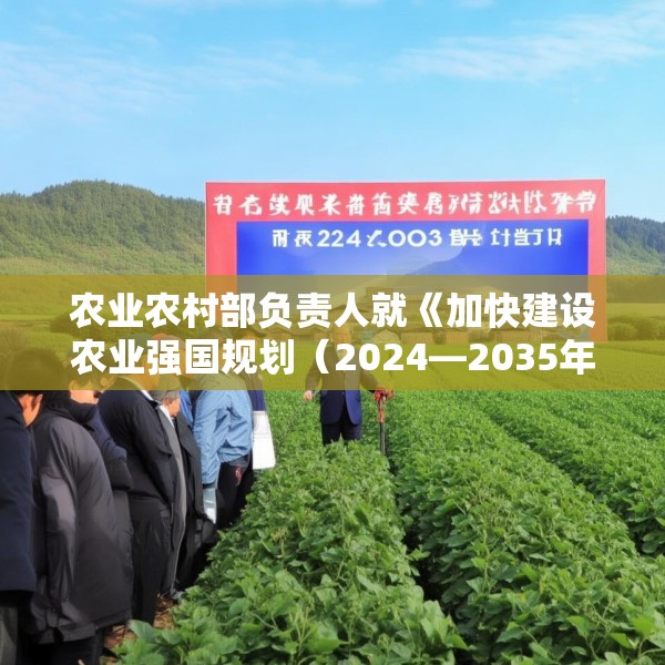 农业农村部负责人就《加快建设农业强国规划（2024—2035年）》答问