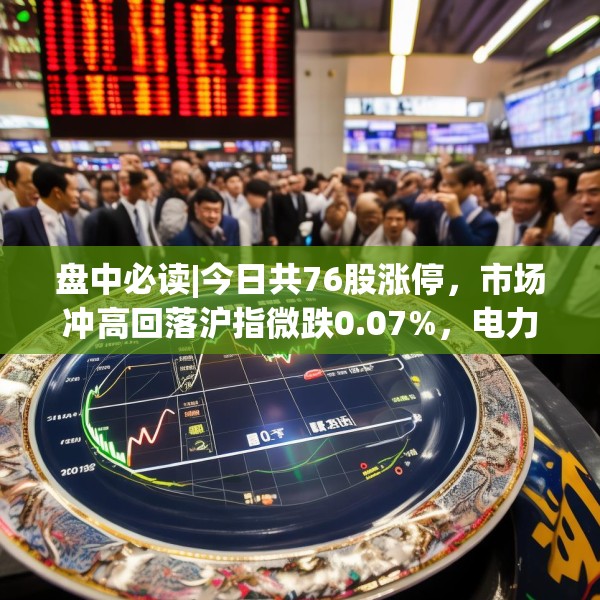 盘中必读|今日共76股涨停，市场冲高回落沪指微跌0.07%，电力股集体大涨