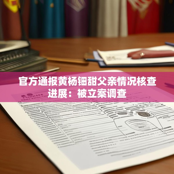 官方通报黄杨钿甜父亲情况核查进展：被立案调查