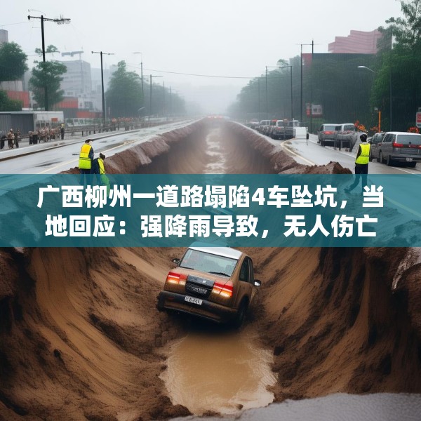广西柳州一道路塌陷4车坠坑，当地回应：强降雨导致，无人伤亡