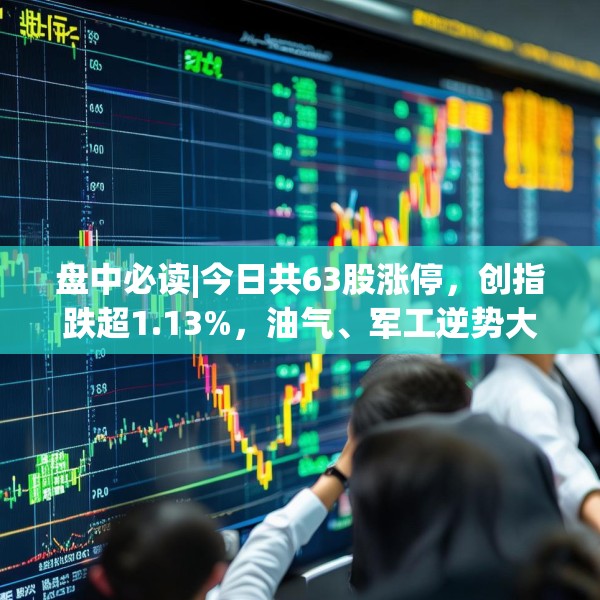 盘中必读|今日共63股涨停，创指跌超1.13%，油气、军工逆势大涨